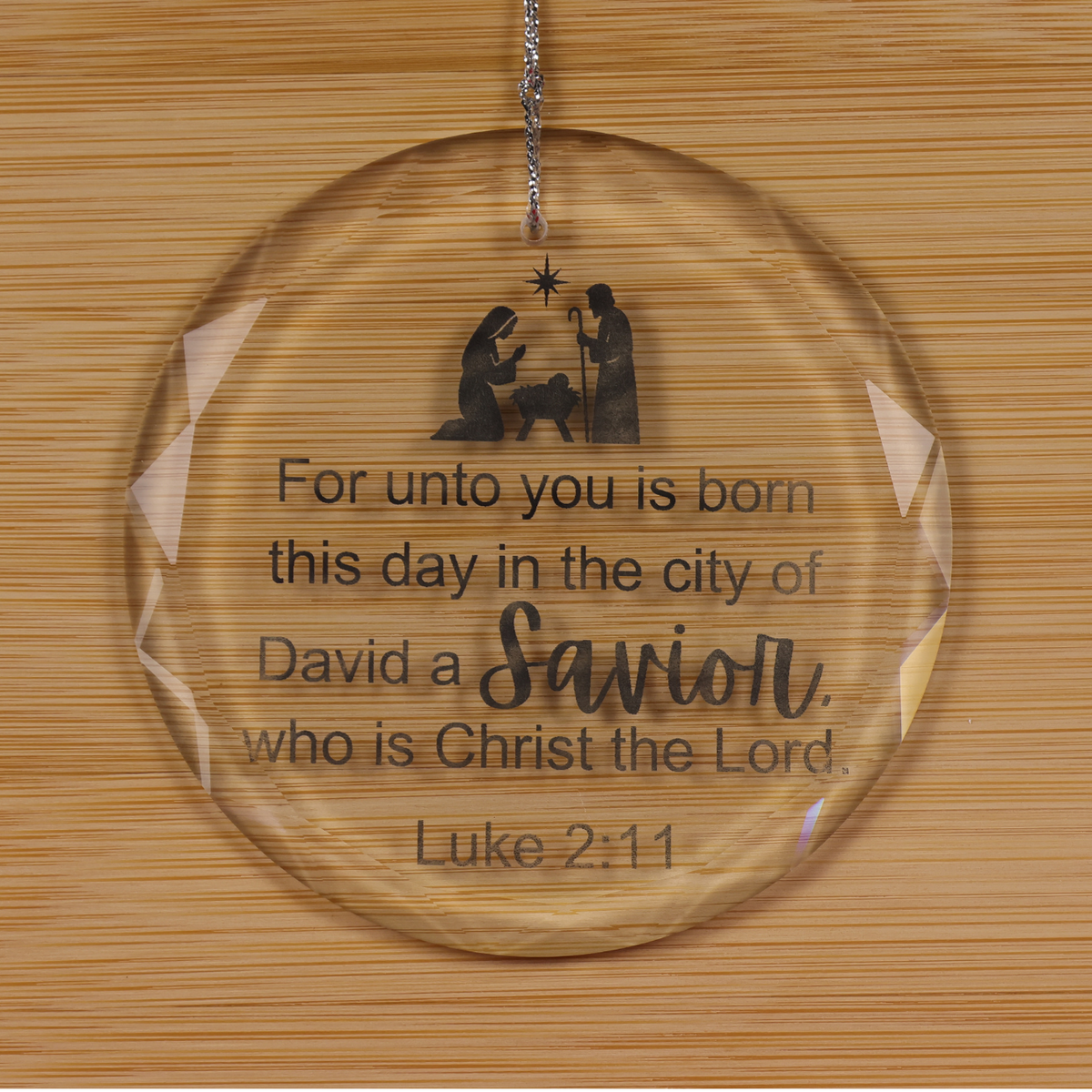 Luke 2:11 - Round Glass Ornament