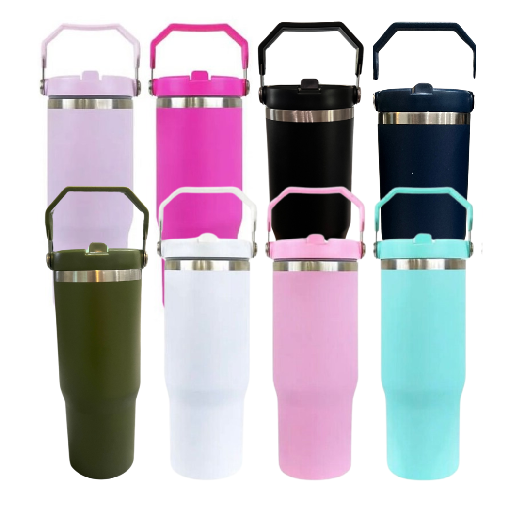 Sublimation 30-ounce Flip Straw Tumbler| Carry handle