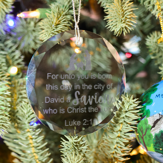 Luke 2:11 - Round Glass Ornament