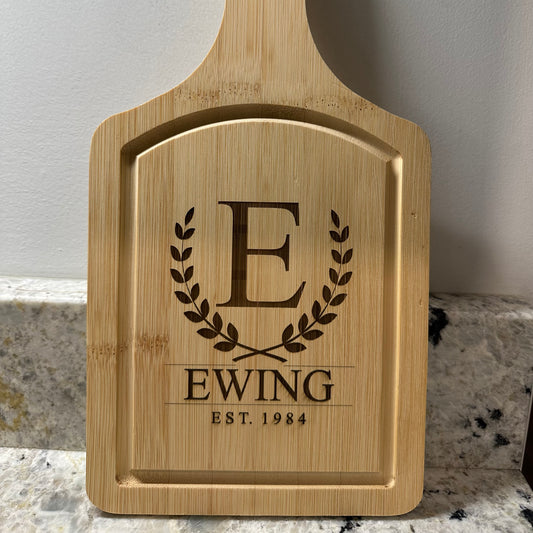 Personalized Small Handled Bamboo Cutting Board