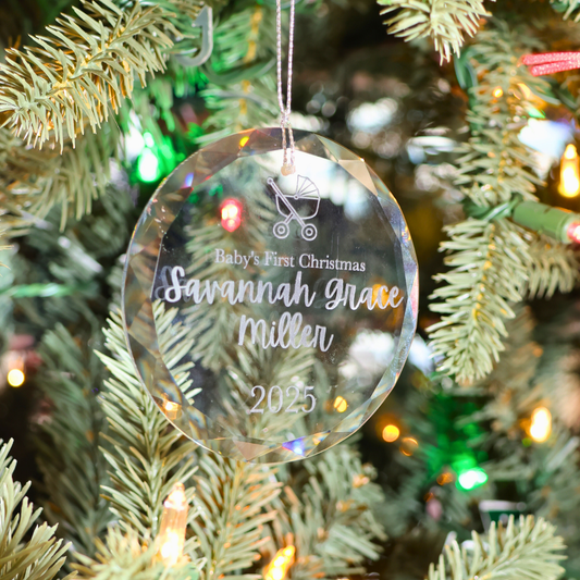 New Baby - Round Glass Ornament