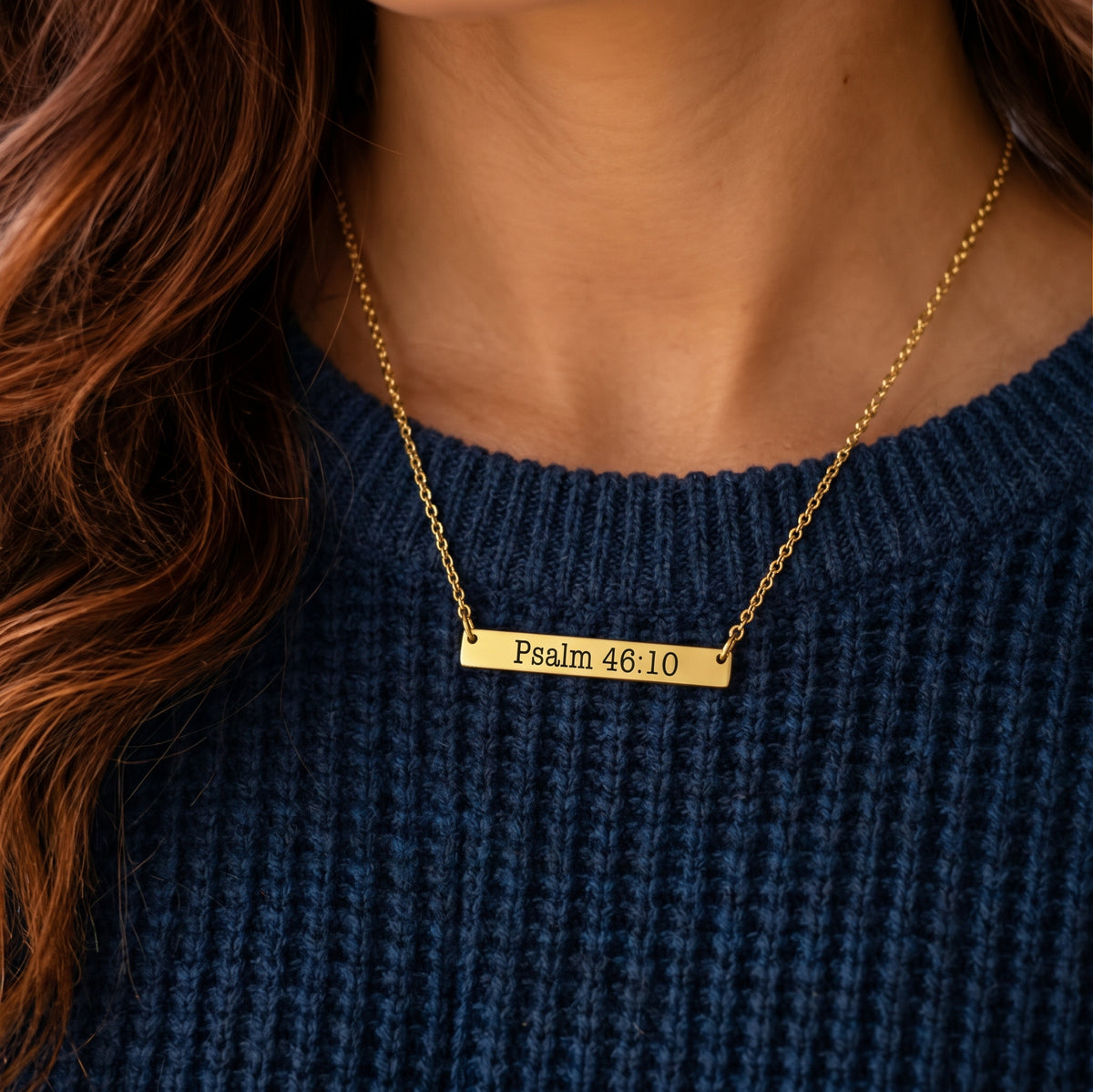 Psalm 46:10 Bible Verse Bar Necklace