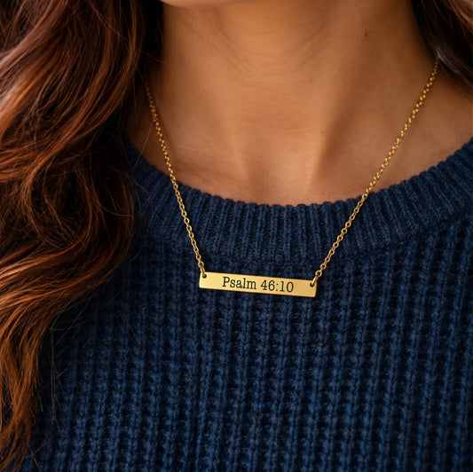 Psalm 46:10 Bible Verse Bar Necklace