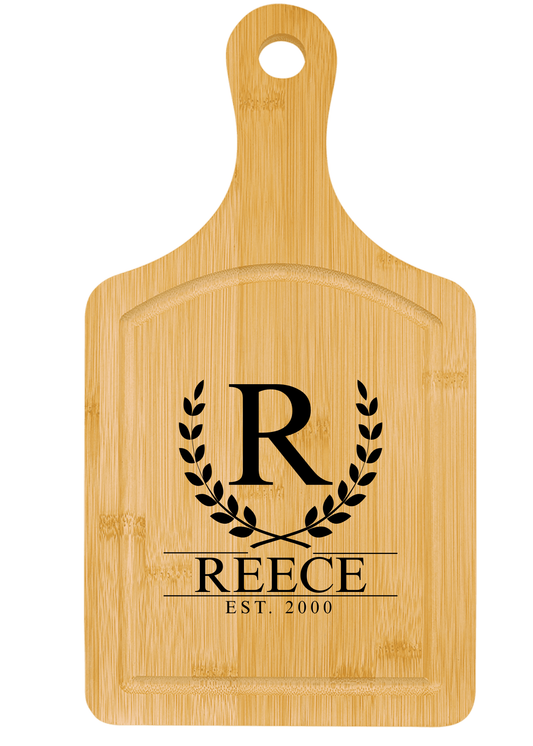 Personalized Small Handled Bamboo Cutting Board
