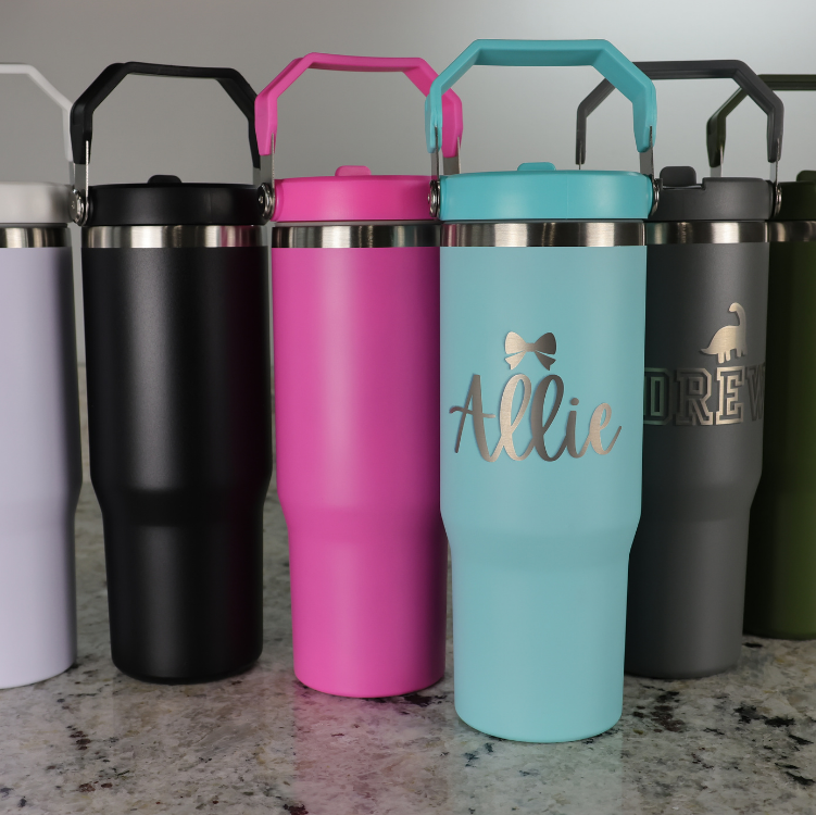 Sublimation 30-ounce Flip Straw Tumbler| Carry handle