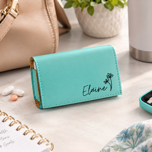 Name with Flower Fashionable Compact Pill Box